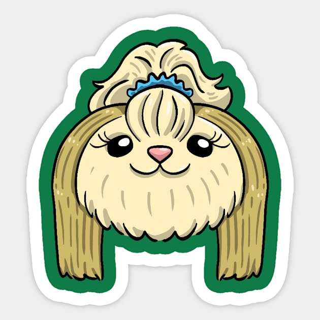 Round mid long haired shih tzu Sticker by Pingolito